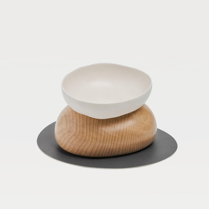 Juego de Recipientes Elevados para Alimentación de Felinos con Base Ergonómica Decorativa para Interiores Alimentador