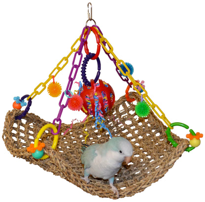 Hamaca Columpio Multijuguete Suspendido con Accesorios de Juego para Aves Juguete