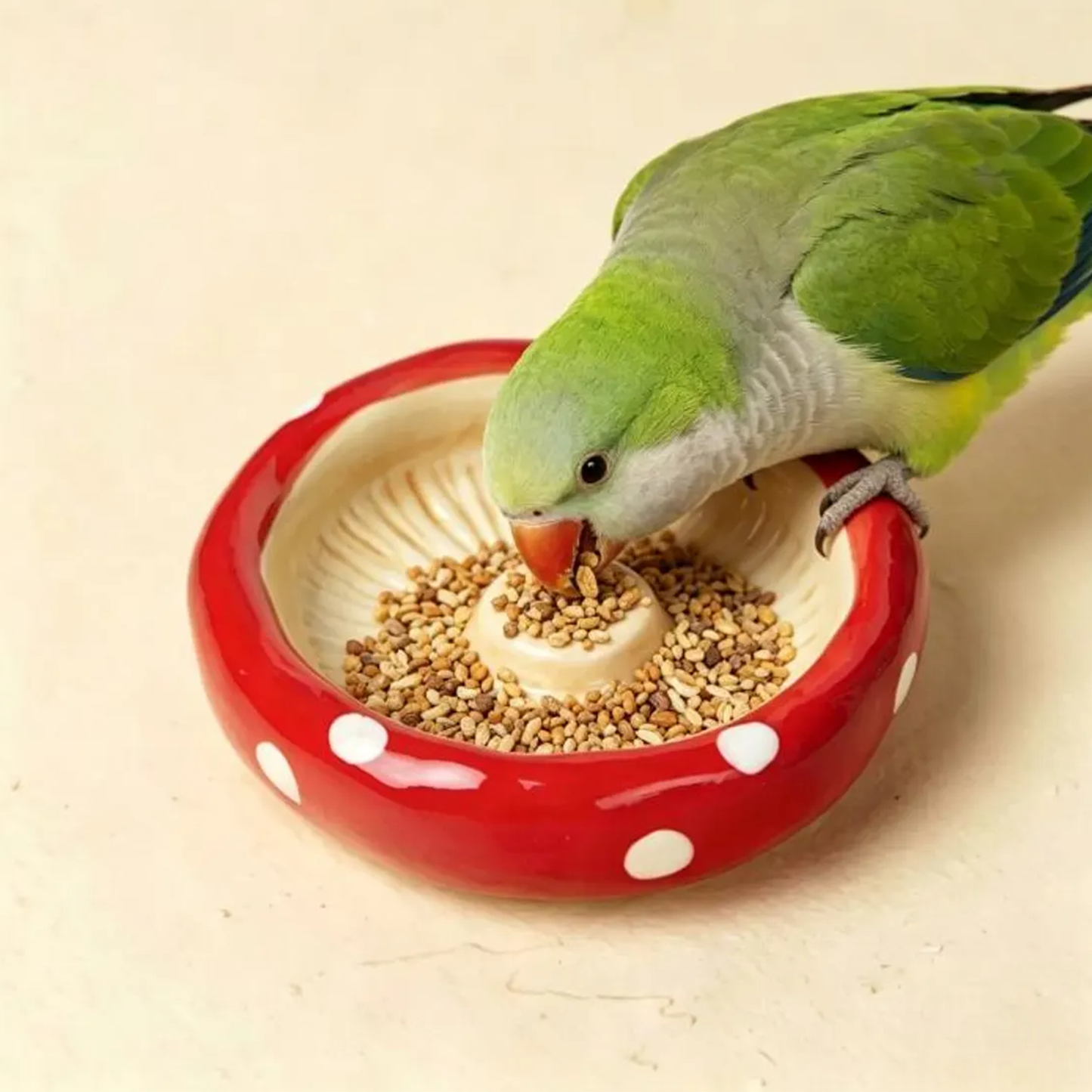 Plato de Alimentación con Diseño de Hongo para Aves, Hámsters y Pequeños Animales de Compañía Alimentador