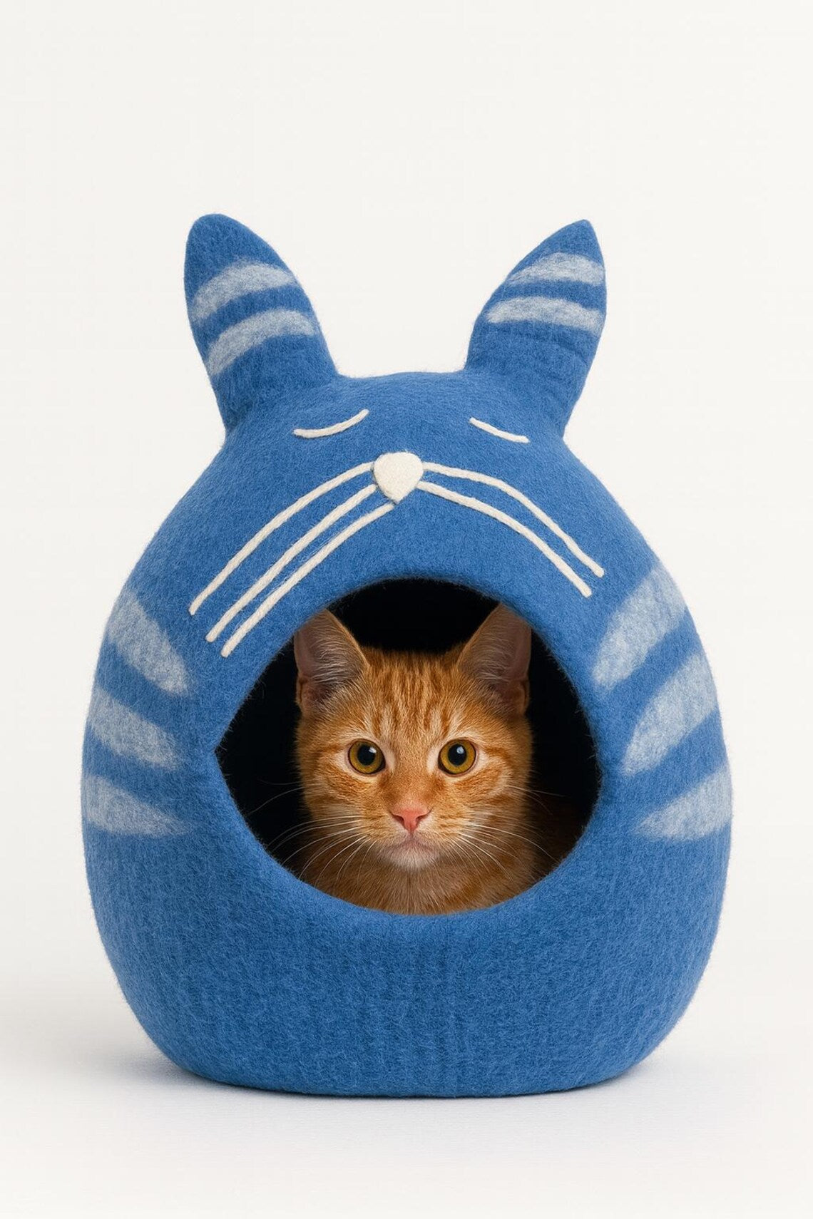 Cueva Suave en Forma de Gato para Descanso de Felinos y Pequeñas Mascotas Domésticas