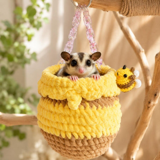 Saco Colgante en Forma de Tarro de Miel para Descanso de Pequeños Animales Trepadores de Jaula Nidos