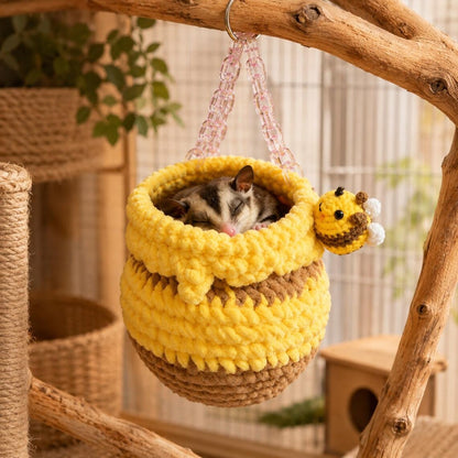 Saco Colgante en Forma de Tarro de Miel para Descanso de Pequeños Animales Trepadores de Jaula Nidos