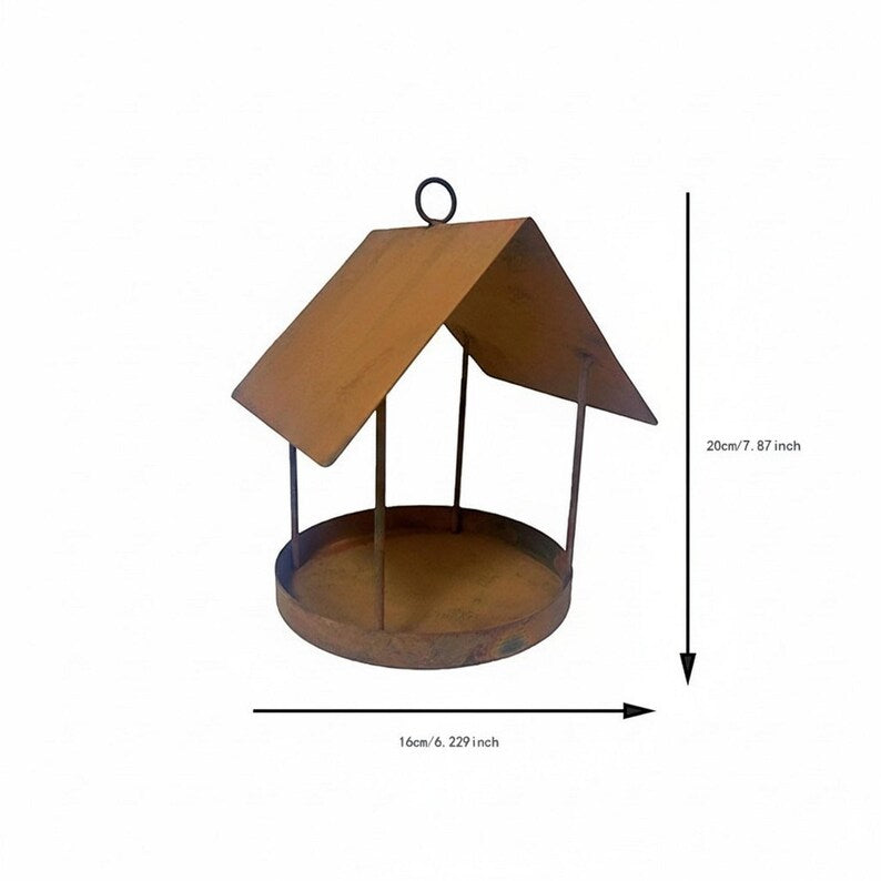 Comedero Colgante con Techo Protector en Forma de Casita Decorativo para Aves de Jardín y Terraza Alimentador
