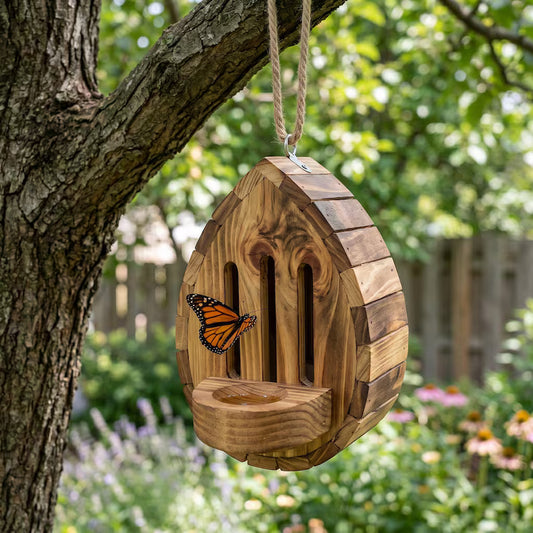Casa Colgante para Mariposas con Plataforma Alimentadora Decorativa para Jardines y Espacios Exteriores